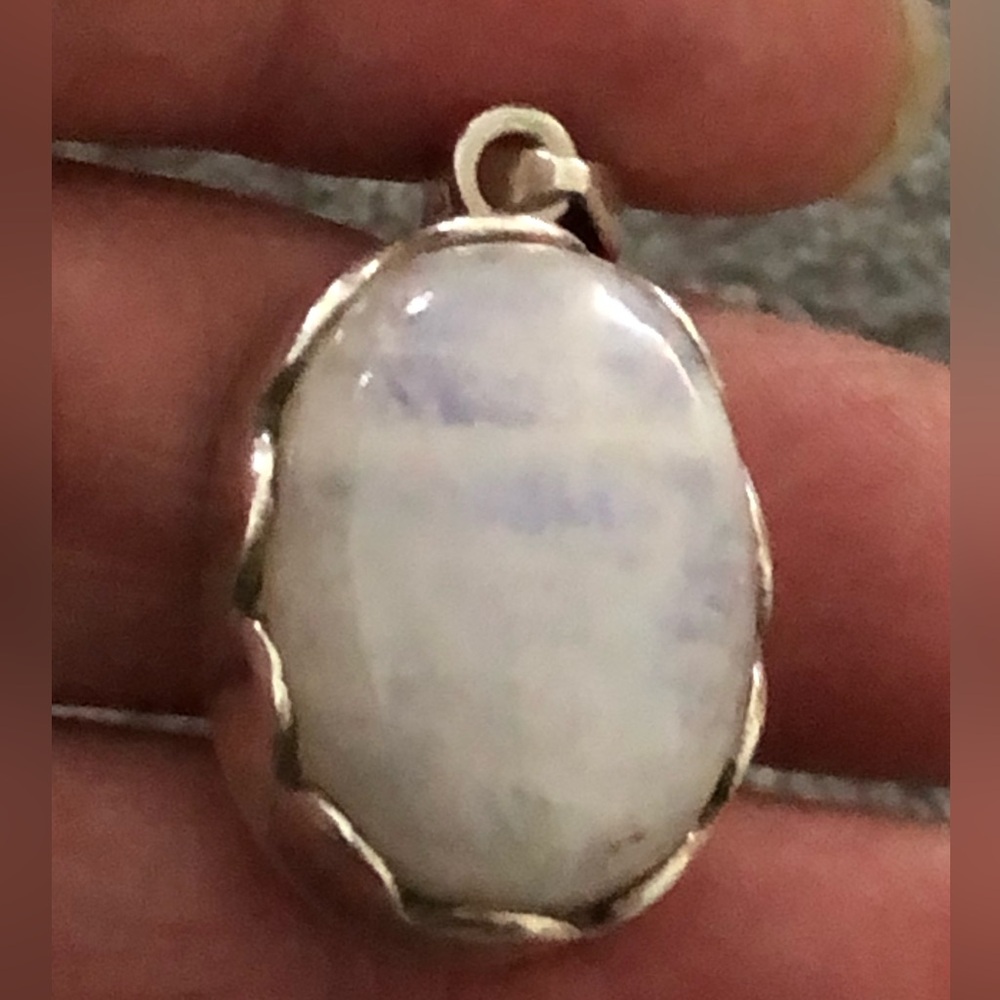 COPY - Large Oval White Moonstone Pendant Set in 925 Sterling Silver Beautiful …